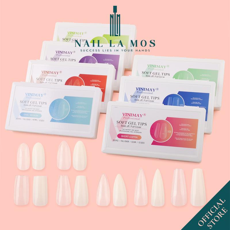 Móng úp Vinimay chính hãng mặt trơn - Hộp 552 móng tay giả 12 size đủ form (phom tròn, tròn nhọn, nhọn, vuông, thang)