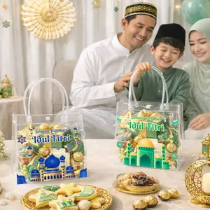 10Pcs Tas Hampers Lebaran Idul Fitri Istana Tas Mika Transparan Hampers Tas Idul Fitri Lebaran Plastik Snack Ulang Tahun