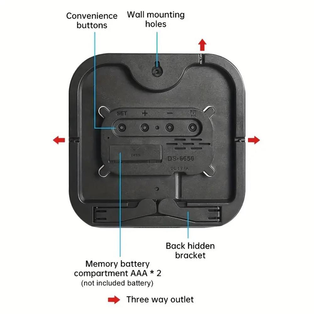 Intelligent Large Screen Digital Living Room Wall Clock with Remote Control, Battery Powered LED Wall Clock with Calendar Time and Temperature Display, Valentine's Day Gift, LED Alarm Clock, Digital Clock Decor