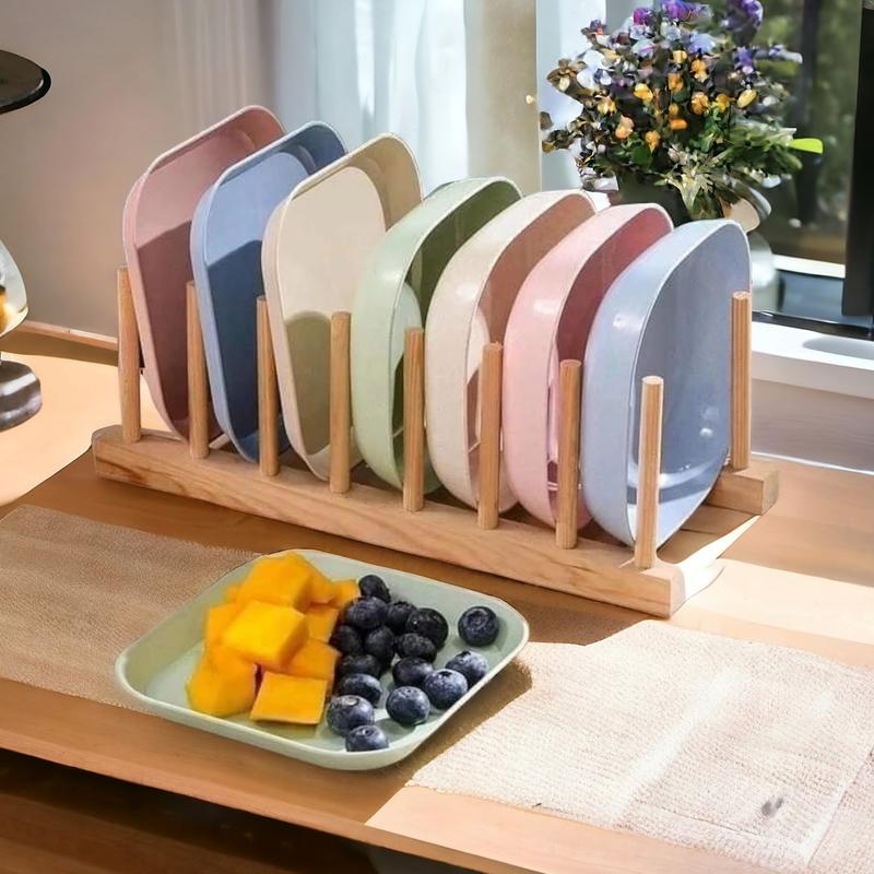 Đĩa Dĩa Nhựa Lúa Mạch Đựng Trái Cây, Đồ Ăn Tiện Dụng (Giao Màu Ngẫu Nhiên)