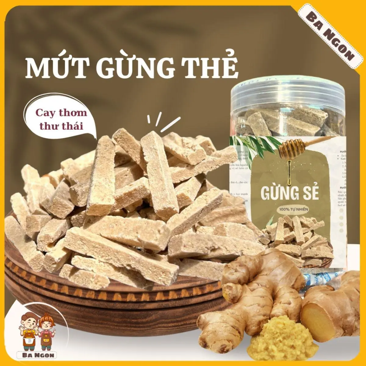 Mứt gừng thẻ - kẹo gừng dạng thanh, giòn thơm ngọt dịu nhiều hương vị