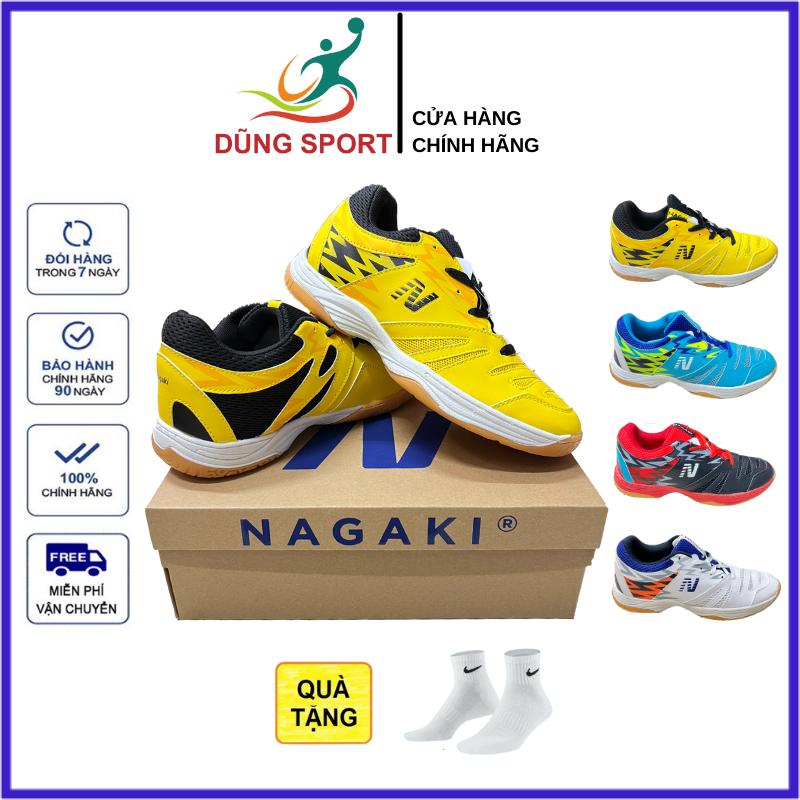 Giày cầu lông Giày bóng chuyền Nagaki Karyu nam nữ chính hãng màu vàng tặng tất dệt kim - Đế khâu bền chơi sân bê tông