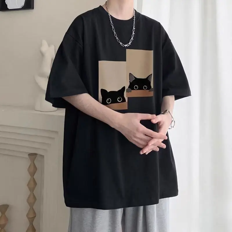Loose Fit Short Sleeve T-Shirt for Men Summer 2024 New Heavyweight Youth Half Sleeve