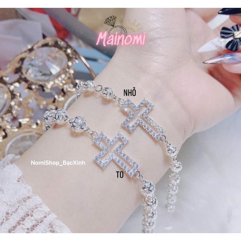Vòng tay thánh giá mân côi bạc ta MAINOMI