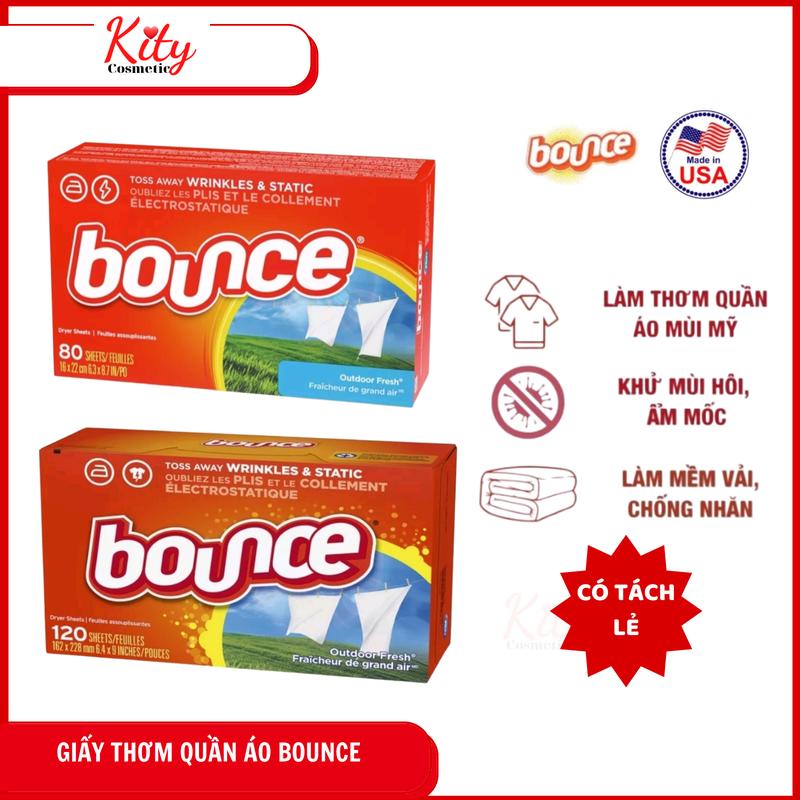 Giấy Thơm Quần Áo Bounce Hàng Mỹ tách sét, Giấy làm Thơm Mềm Quần Áo