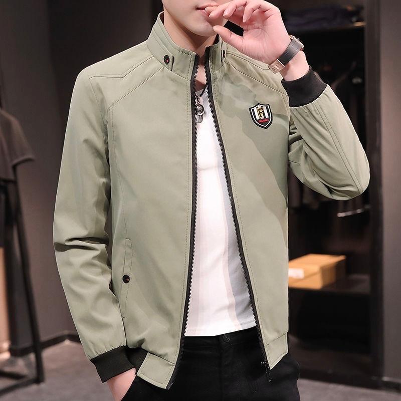 Áo Khoác Nam Cao Cấp 2 lớp - Dù cán dày mịn- Lót Lụa - có túi trong- 2 túi ngoài có khoá kéo tiện lợi Nhung Có Cổ Jacket Jean Menswear Kem