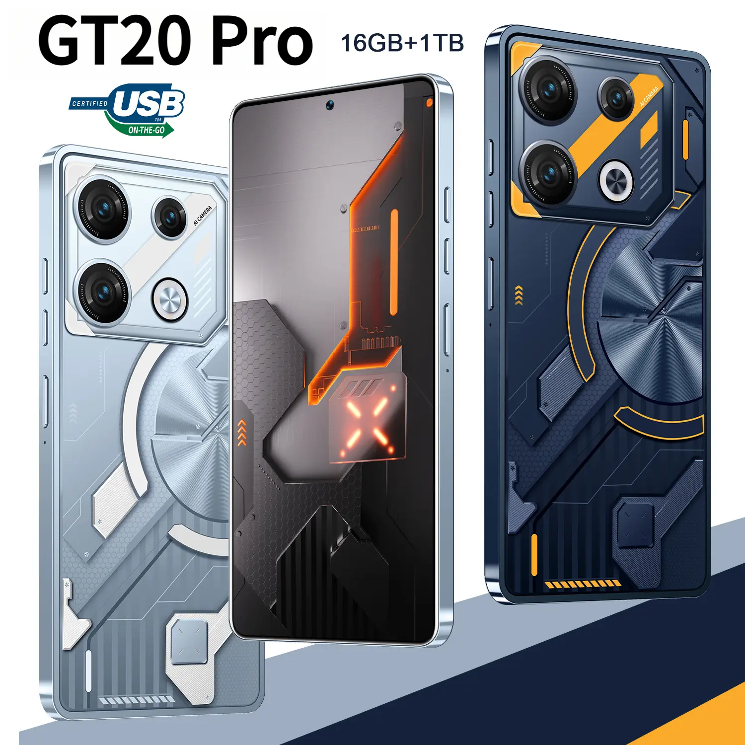 GT20 Pro New Mobile Phone Memory 7.3-Inch Perforated Large Screen Android Smartphone