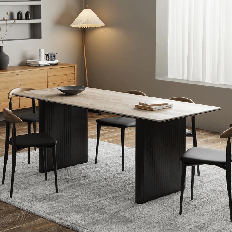 Dining Table Sintered Stone Set Simple Home  Meal Designer High-End Imported Rectangular Rectangular Hole Simple Design Square 0
