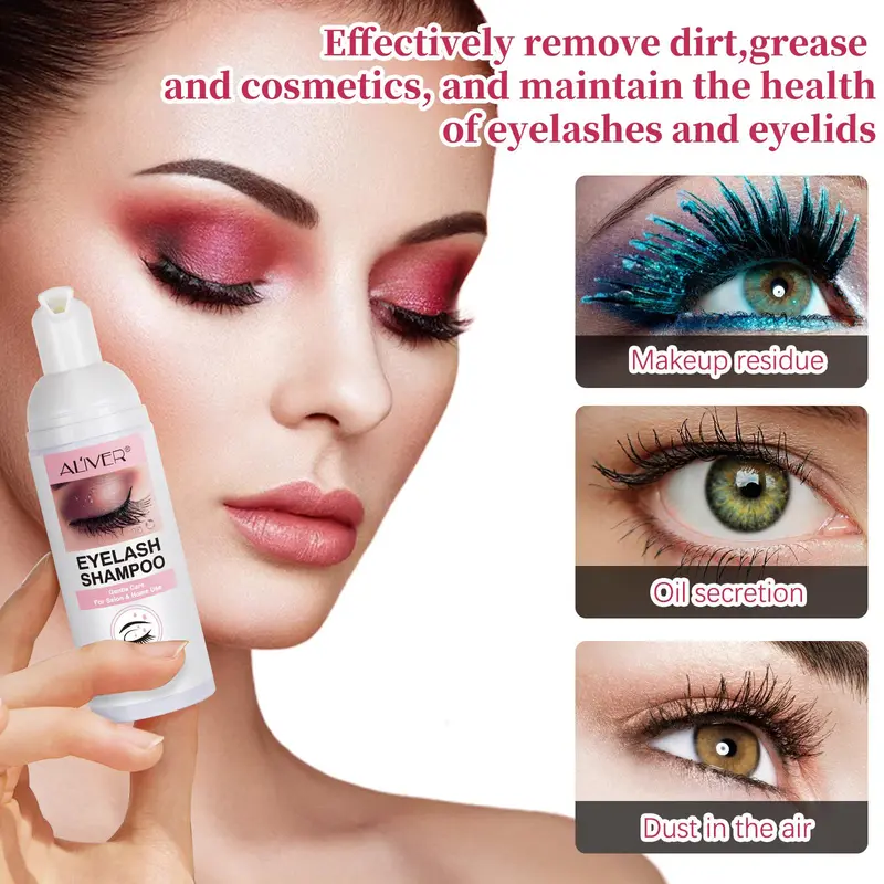 Eyelash Cleaning Shampoo, 1 Set Eyelash Cleaning & Nourishing Shampoo, Eye Makeup Remover, Professional Eye Makeup Remover for Women 3