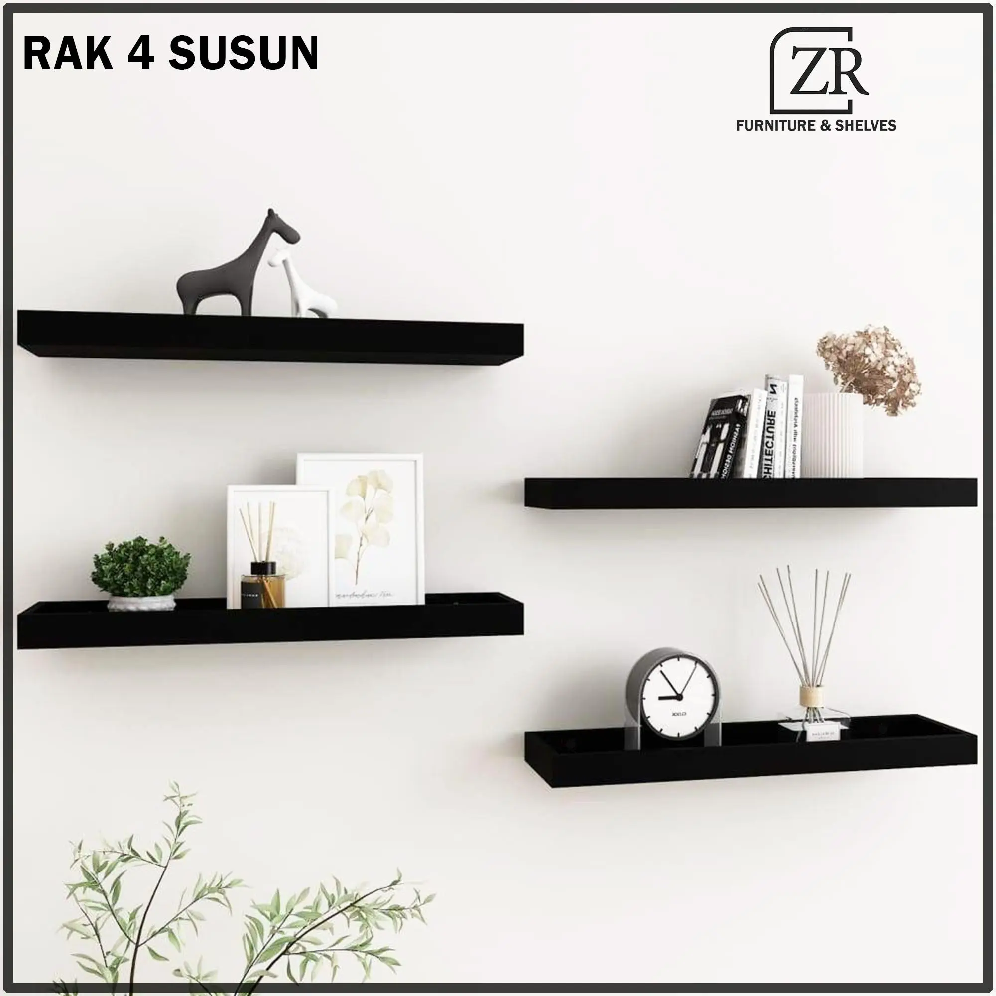 4 SusunRak Tempel Tembok  Minumalis Serbaguna Variasi Warna / Ukuran 40 X 10 CM Dapat disesuaikan