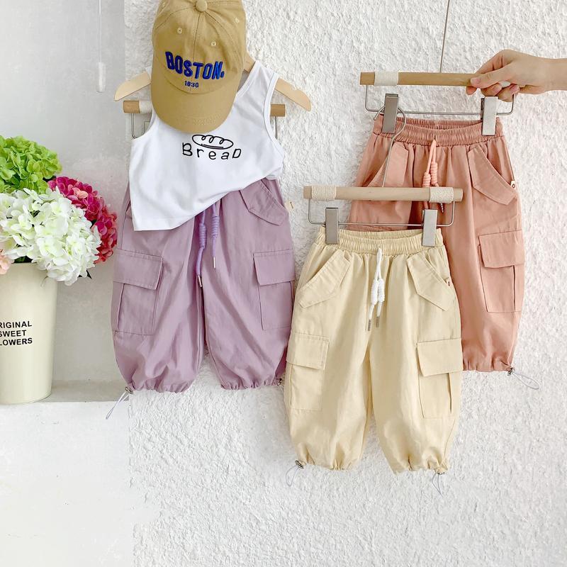  Quần jogger bé gái Quần dài cho bé chất liệu kaki phối túi hộp dây rút gấu phong cách thể thao từ 9kg đến 25kg 
