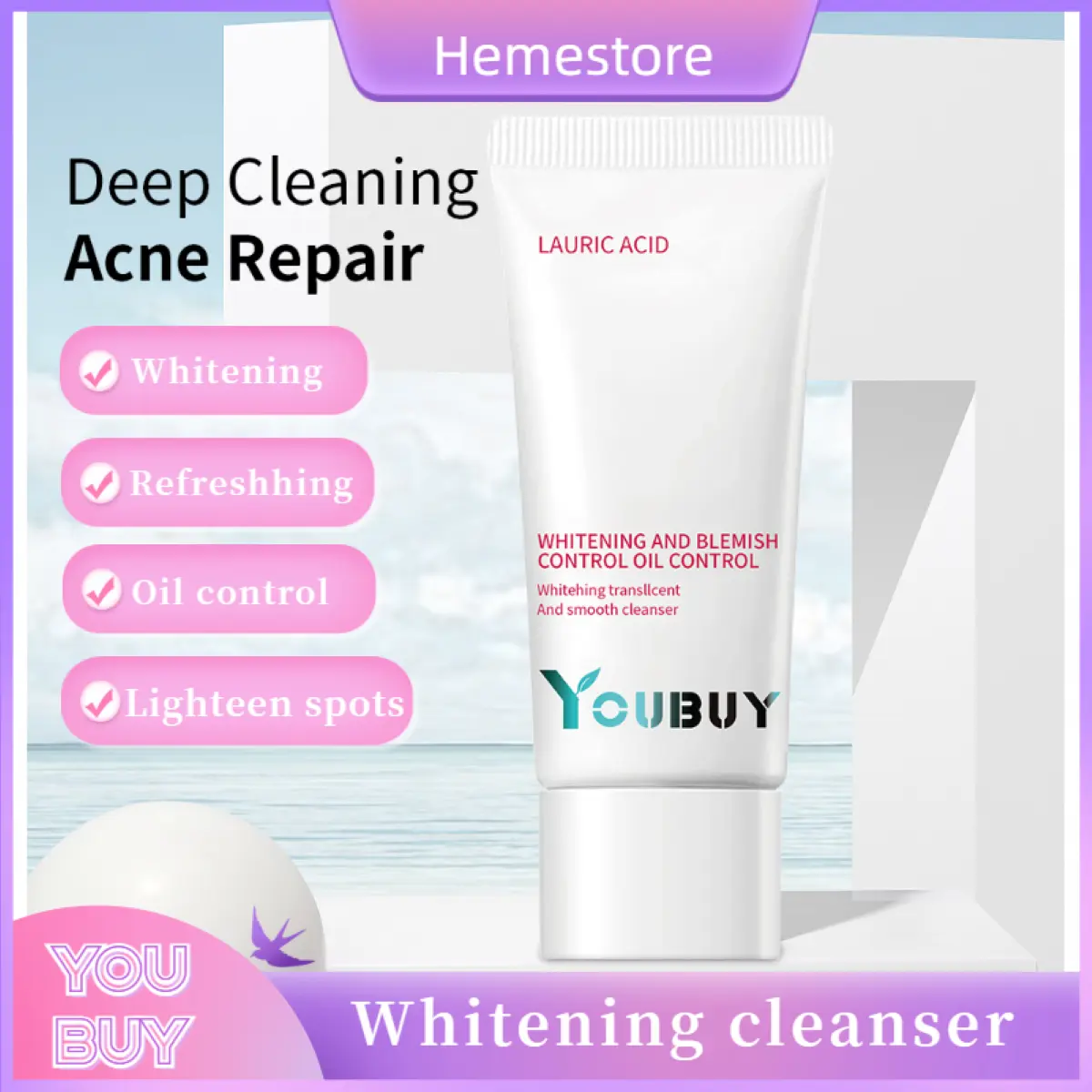 Youbuy facial cleasing whitening spot lightening oil control pembersih wajah muka cleanser Cleansing Pelembab Acid Pencerah Mencerahkan