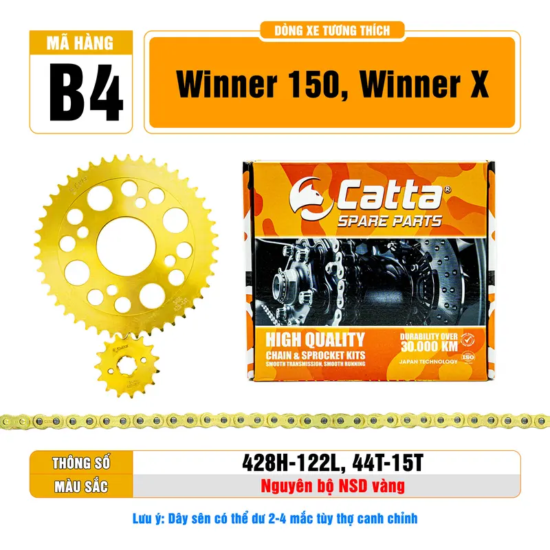 Phụ Tùng Nhông Sên Dĩa Catta Cho Xe WINNER Sên Vàng 10 Li 428H Thép Carbon Gia Nhiệt Nhiều Tầng 1