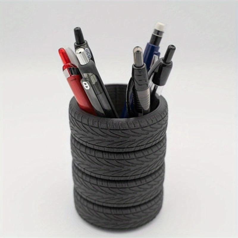 Stacked Tire Shaped Pen Holder, 1 Count Creative Desk Stationery Organizer for Office, School, Home, Teacher Gifts 0
