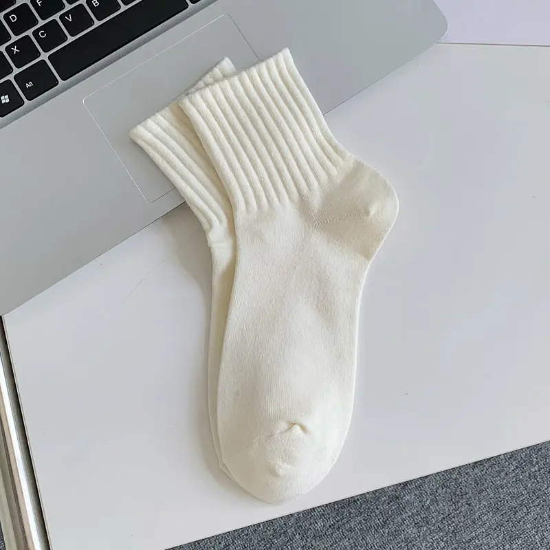 Tất Ngắn Trơn Dành Cho Nữ, Phong Cách Mùa Thu, Chất Liệu Cotton Thoáng Khí, Vớ Ống Giữa Mềm Mại, Vớ Thường Ngày Thích Hợp Cho Bé Gái, Mỏng Và Tươi Mới, 1 Đôi 7