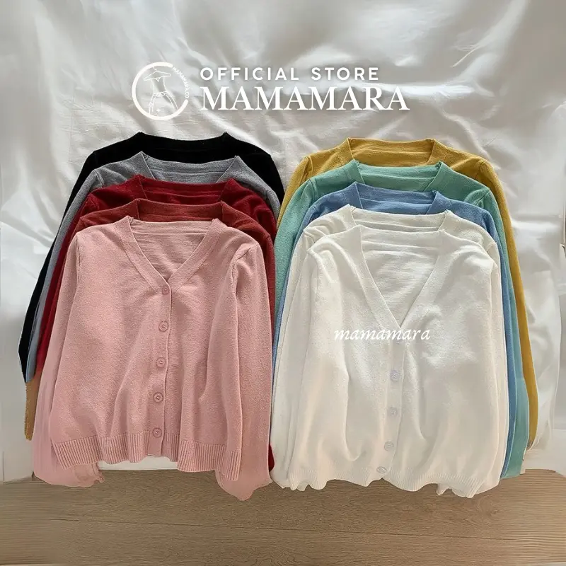 MAMAMARA - Cardigan Rajut Tipis Adem Daily Full Warna Fit Body Atasan Knitwear Santai Outer Panjang Wanita Kardigan Basic 0