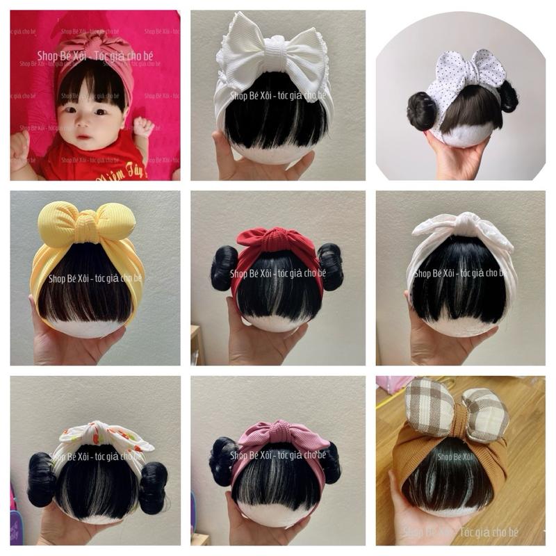 MŨ trùm đầu gắn tóc cho bé, mũ turban tóc giả bé gái, tóc giả cho bé gái, nón tóc giả cho bé