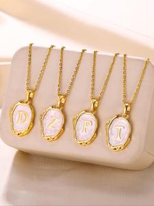 Collar con dije de patrón de letras de moda para mujer, joyería de acero inoxidable para decoración de ropa diaria, fiesta, regalo de joyería estética minimalista