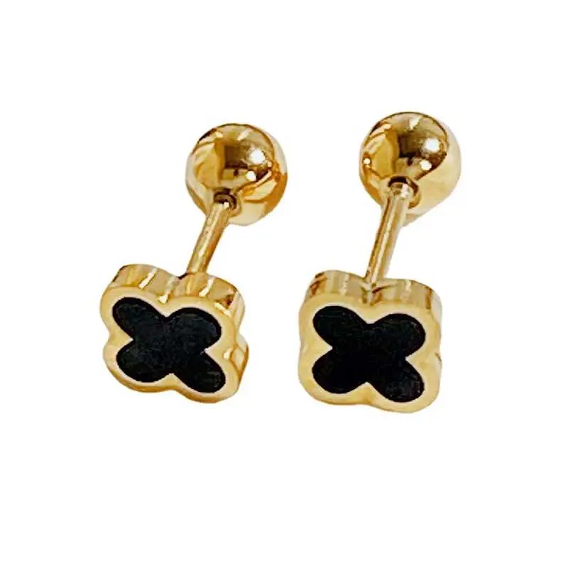 Bông Tai Thép Titan Thiết Kế Cỏ D, Khóa Hạt Đề Can Bốn Lá, Nhiều Màu Sắc, Phong Cách Hàn Quốc Women Hoa Hoa Tai 8