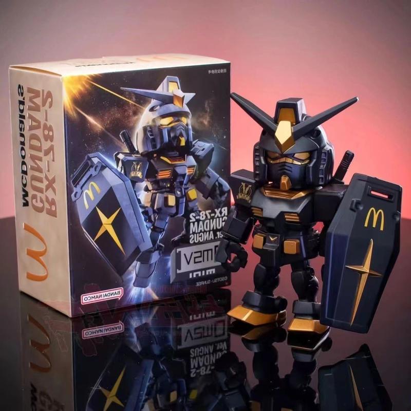 Mô Hình Gundam, Bộ Phim Hợp Tác McDonald 'S, Thiết Kế Angus Đen Vàng, Hộp Trưng Bày Chính Hãng Bộ Đồ Chơi, Mô Hình Hàng Hóa Bandai 6