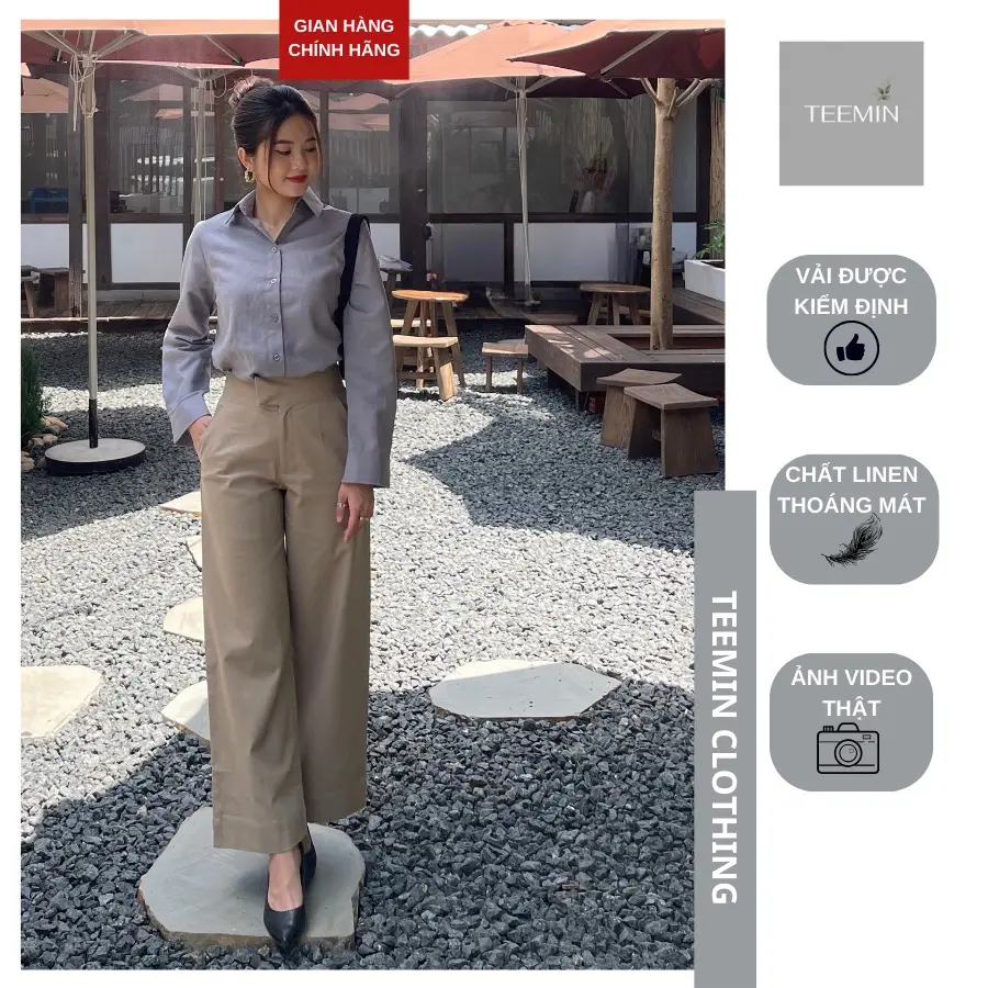 Quần dài ống suông linen cao cấp Hara Trouser TEEMIN