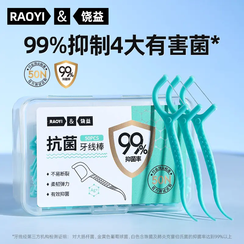 Chỉ Nha Khoa Kháng Khuẩn, Đóng Hộp, 50 Miếng, Cầm Tay, Làm Sạch Răng, Chăm Sóc Răng Miệng, Chọn Chỉ Nha Khoa Dùng Một Lần