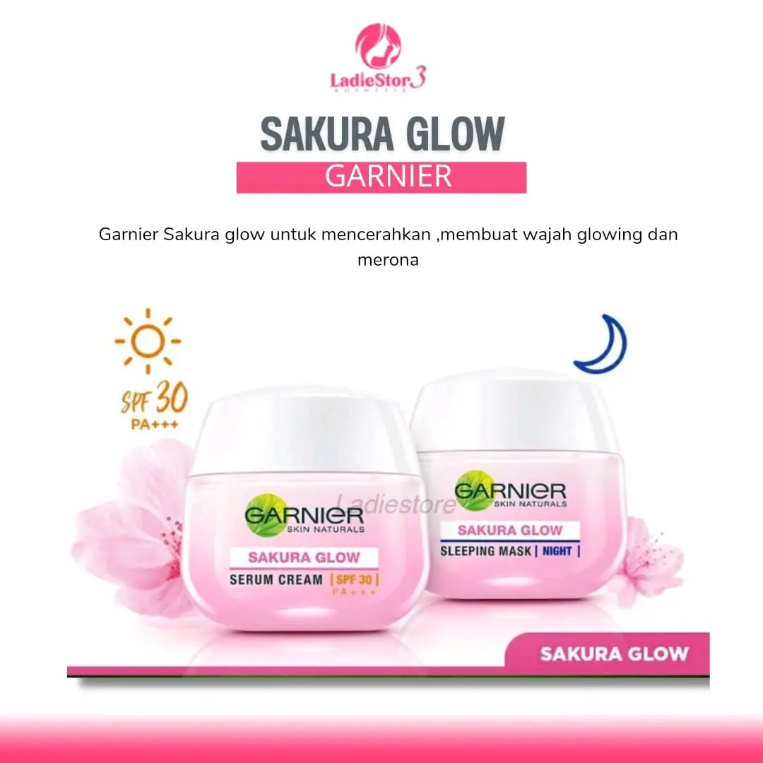 Garnier Sakura Glow  Perfect Day Cream/ Night Cream/Serum Mencerahkan