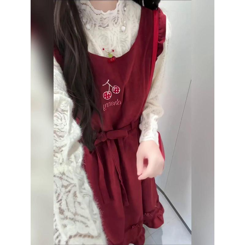 Váy Hai Dây, Một Mảnh, Phong Cách Preppy, Eo-Bó Sát Thắt Nơ, Bó Sát, Dành Cho Học Sinh Nữ, Phong Cách Hàn Quốc, Váy Vest Dáng Rộng Women Dress 7