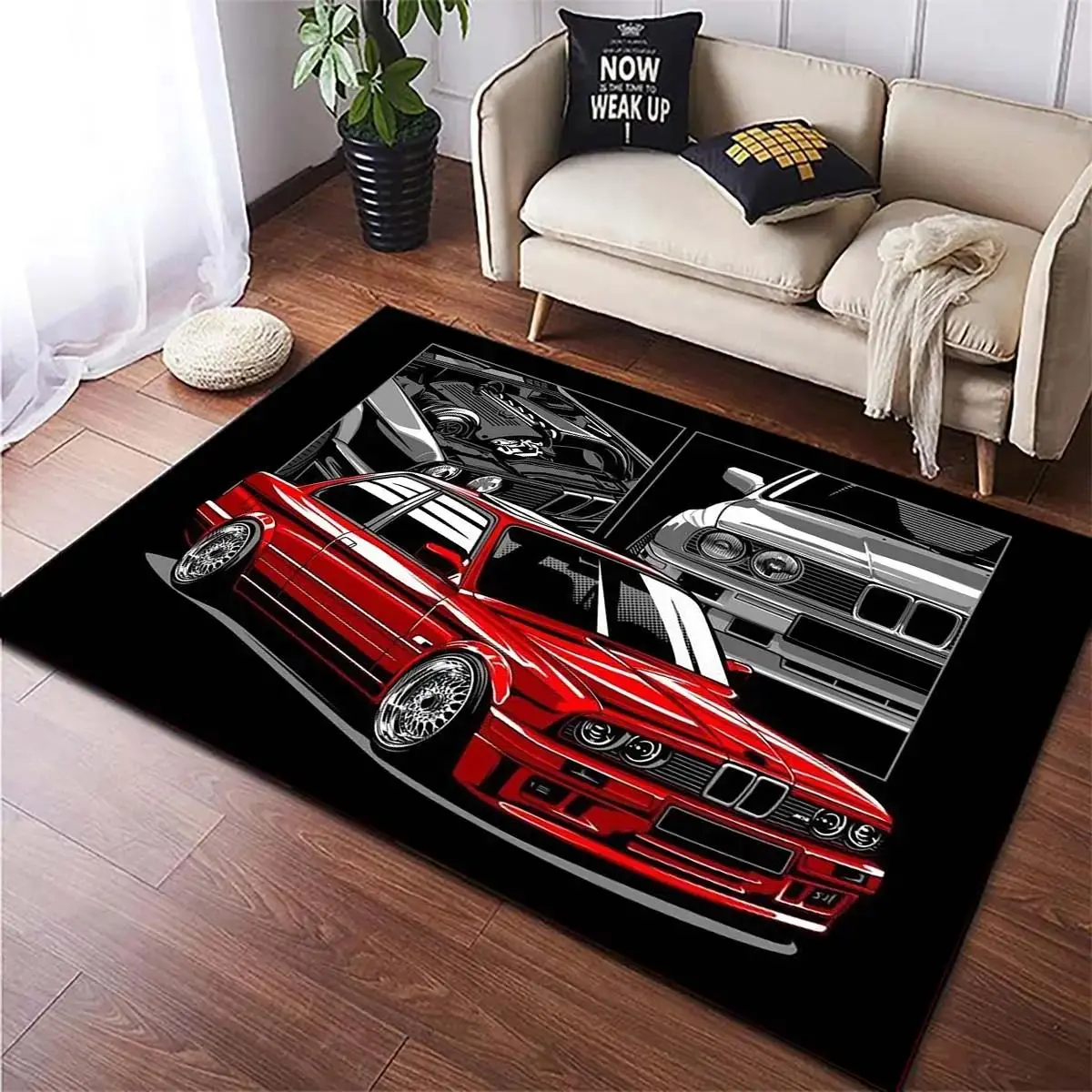 Multi-size Car Pattern Rug, 1 Count Non-slip Floor Mat, Decorative Mat for Home Living Room Bedroom Game Room Cool Bedroom Accessories