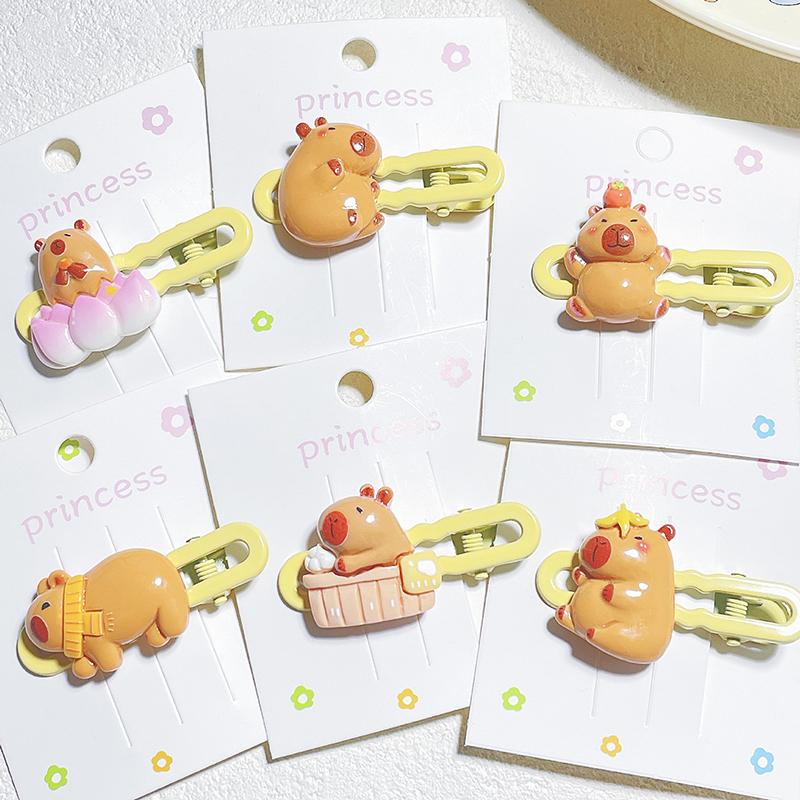 Kẹp Tóc Capybara Hoạt Hình, Dễ Thương Và Ngọt Ngào, Kẹp Đầu Động Vật Hoạt Hình, Kẹp Bên Cho Bé Gái Và Trẻ Em, Phụ Kiện Tóc, Quà Tặng, Bộ 2 Chiếc 1