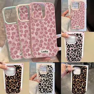 Pink leopard Print Casing Untuk infinix Smart 20 Smart 10 9 8 7 Hot 60Pro 60i 50i 50Pro 40i 40Pro 30i Note 50 40 30Pro Tecno Spark Go 2025 2024 2023 Spark 20Pro Camon 40 Case Soft TPU Full Cover Jelly Case Skin-Feel Leather Texture Shockproof Back Cover