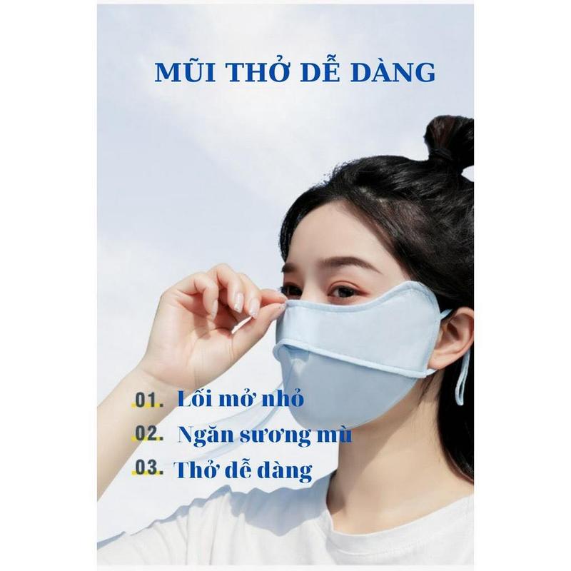 Khẩu trang chống nắng chống tia UV chất lụa băng mềm mịn mát thông thoáng 4
