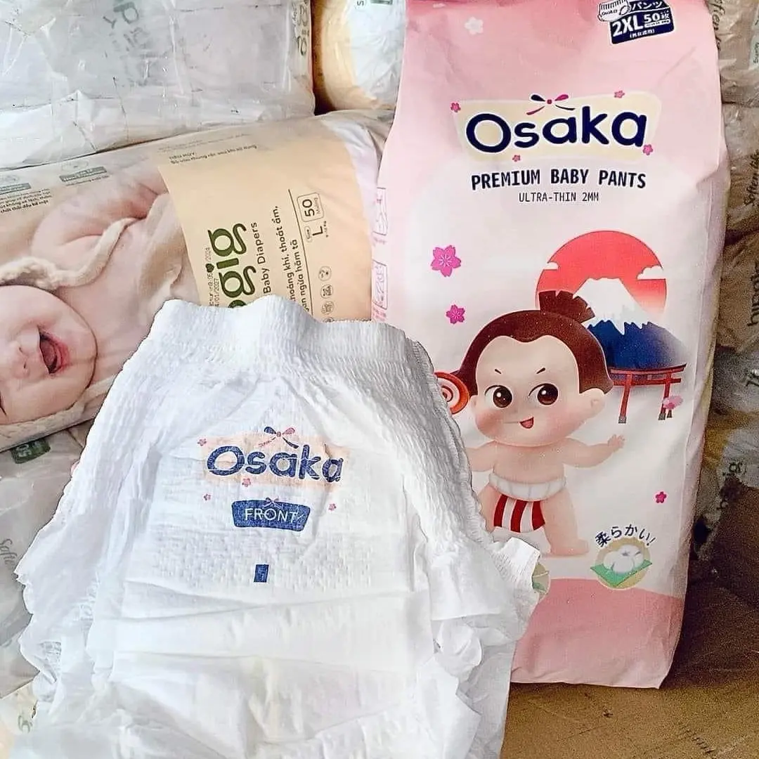 Bỉm quần OSAKA Nhật Bản 100 miếng bông hữu cơ cho bé từ 5-30kg
