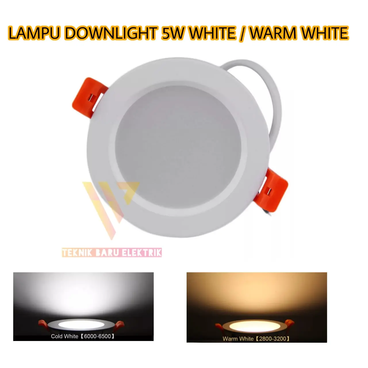 LAMPU DOWNLIGHT 5W 3INCH D080 WARNA PUTIH KUNING 220V AC INBOW PANEL HIAS PLAFON Plastik