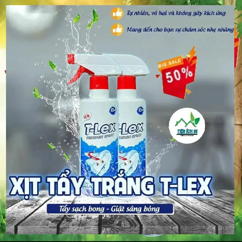 Tẩy Trắng Quần Áo T-LEX 500ml Tẩy Mốc, Ố Vàng Quần Áo, Vết Bẩn - Chính Hãng Không Làm Phai Màu Vải Làm Sạch xịt  mốc 0