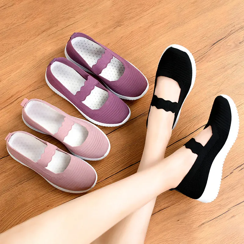 2025 Women's Shoes 2025 New Mom Shoes Breathable Flying Woven Casual Women's Shoes Breathable Comfortable Shoes Women's Shoes