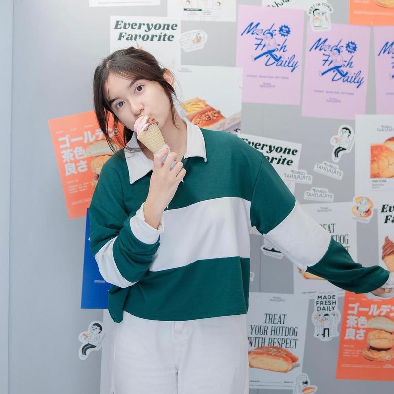 SALMA Atasan Tshirt  Kaos Polo Crop Babyterry Panjang Wanita 1