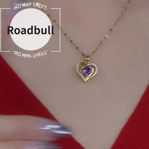 ROADBULL女性用ハートペンダントネックレス 2026年,ゴールドメッキのHUSHEチェーン,ミニマルシックなジュエリーギフト彼女は〜に向かってけ