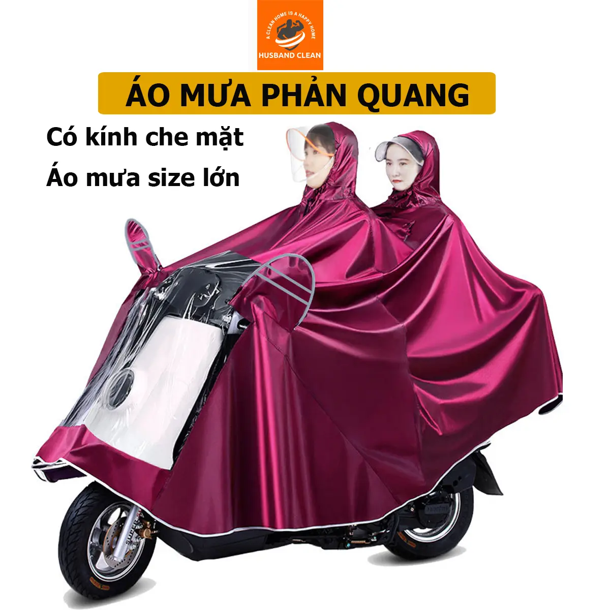 Áo mưa 2 đầu cỡ lớn, áo mưa cánh dơi, áo đi xe máy dáng trùm toàn thân không thấm nước