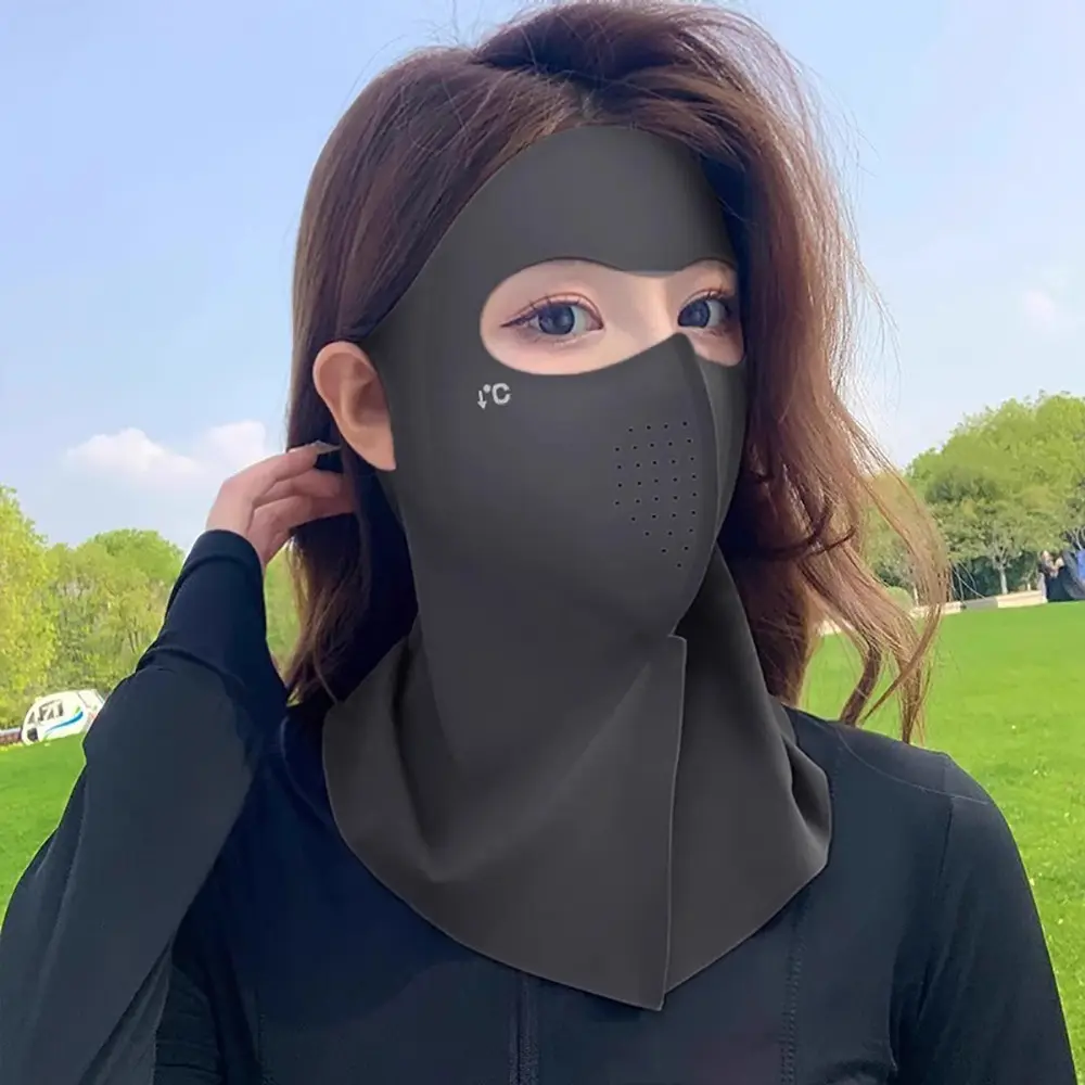Summer Ice Silk Sunshade Mask Breathable Full Face Neck Cover All-in-one Traceless Fully Wrapped Mask
