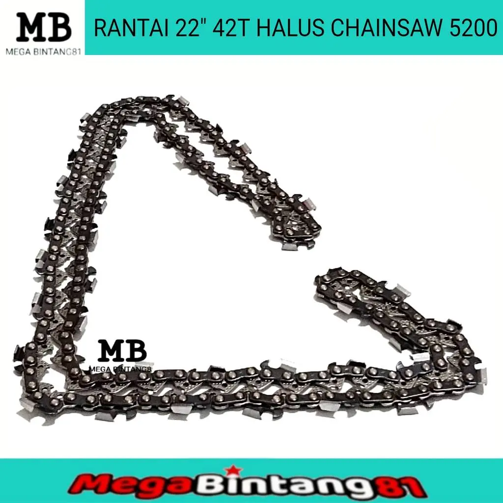Rantai Chainsaw 22 Inch 42T Halus/Belah 5200 5800 Mata Rantai Mesin Gergaji Pohon Chain Saw 5200 5800