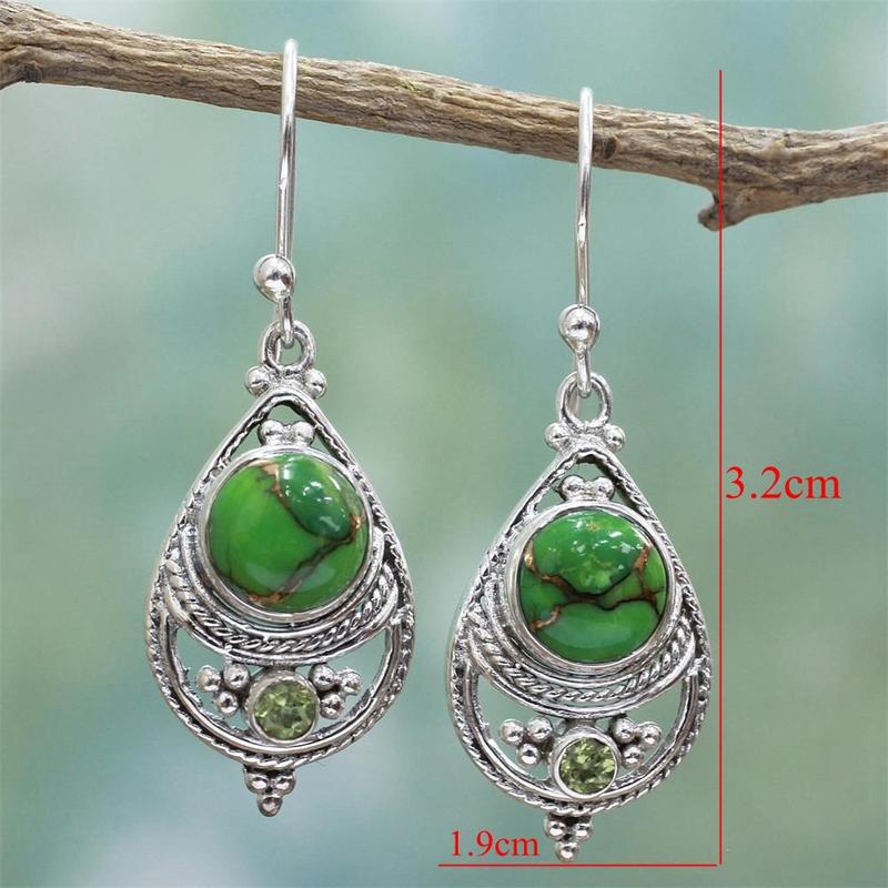 Bông Tai Ngọc Lam, Thời Trang Lủng Lẳng Của Phụ Nữ, Đá Quý Tự Nhiên, Mạ Bạc 925 2