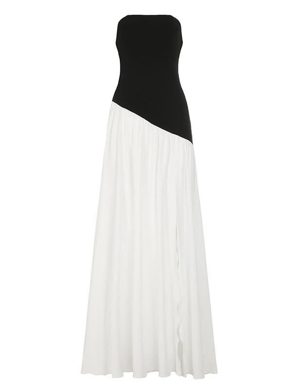 Women's Colorblock Split Thigh Tube Dress, Elegant Strapless A Line Dress for Party Holiday Wedding Guest, Ladies Summer Clothes, Womenswear 5