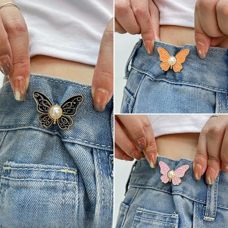 Butterfly Design Waist Buckle, 6 Counts/set Detachable Waist Button, Jeans Waistline Change Big Small Waist Artifact, Sewing Supplies 4