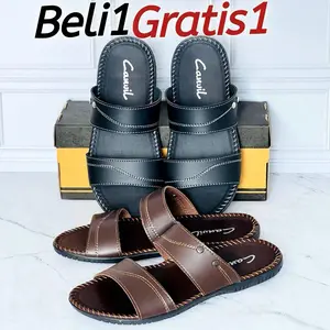 Buy 1 get 1 Free BELI 1 GRATIS 1 Sandal Kulit Pria Sandal Jepit Slop Selop Slide Slip On Cowok Sendal Canvil