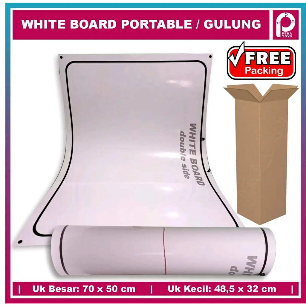 Wall Planner Aesthetic / Papan Pengumuman / Whiteboard Portable Bisa dihapus / Papan Jadwal Free Box Packing Putih