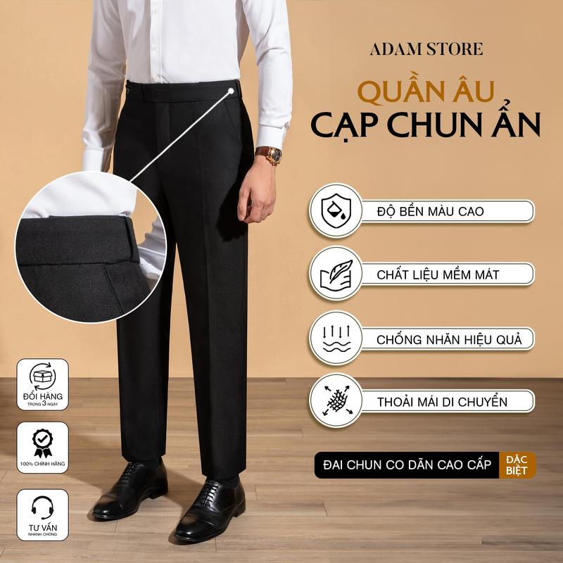 QUẦN ÂU ADAM STORE ĐEN CẠP CHUN ẨN Q291K4