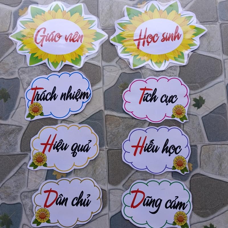 Product Introduction of Khẩu hiệu GIÁO VIÊN- HỌC SINH. kích thước a4- Ép plastic sẵn băng keo dán tường. 24
