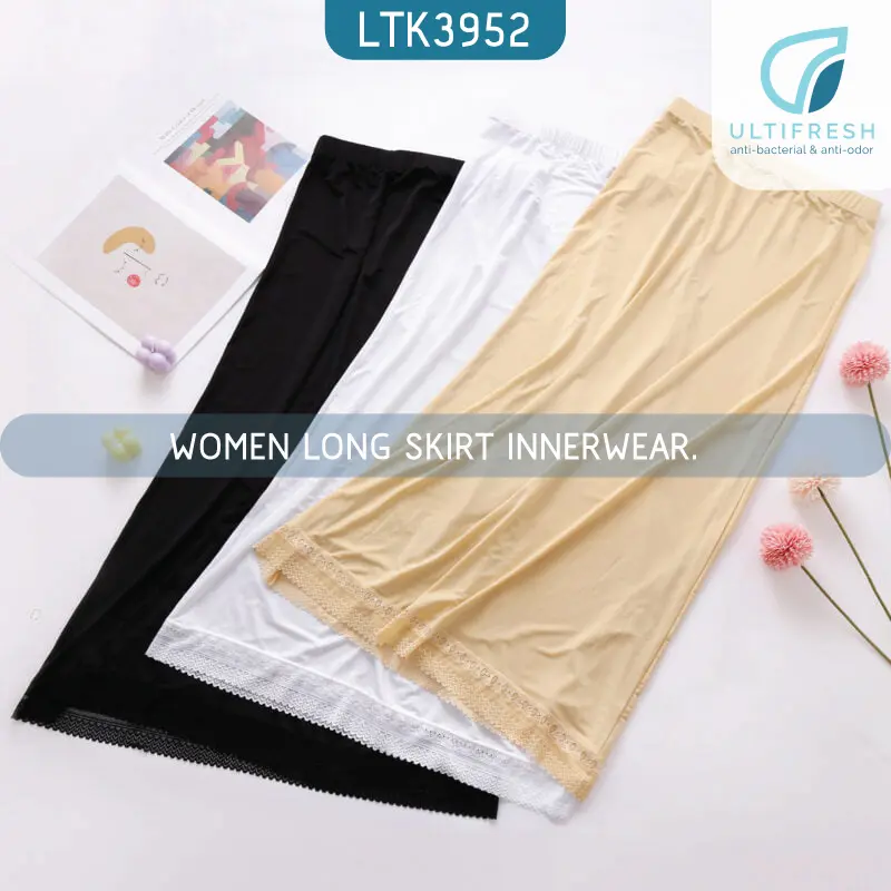 ULTIFRESH  FREE SIZE  Safety Women Long Skirt Innerwear Inner Jersey Cream Kain Dalam Perempuan Muslimah Kain Inner Wanita Skirt Dalam 1PC LTK3952