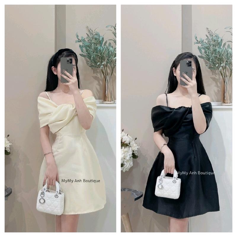 Đầm trễ vai trắng Tacta, váy xoắn ngực chân váy chữ A, có mút và quần đùi bên trong, size S/M/L/XL2